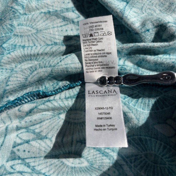 LASCANA Beachy Boho Chic Teal Blue Mandala Print Shoulder Tie Sundress Size 12 - Picture 9 of 12